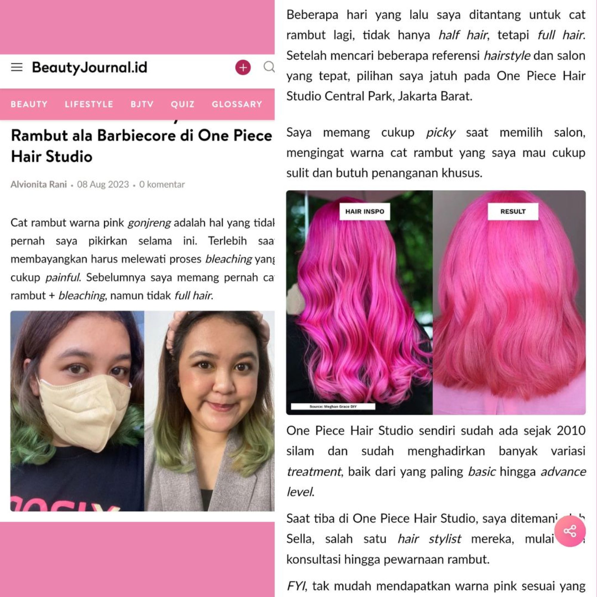 BeautyJournal.id Rambut ala barbiecore 8-agustus-2023